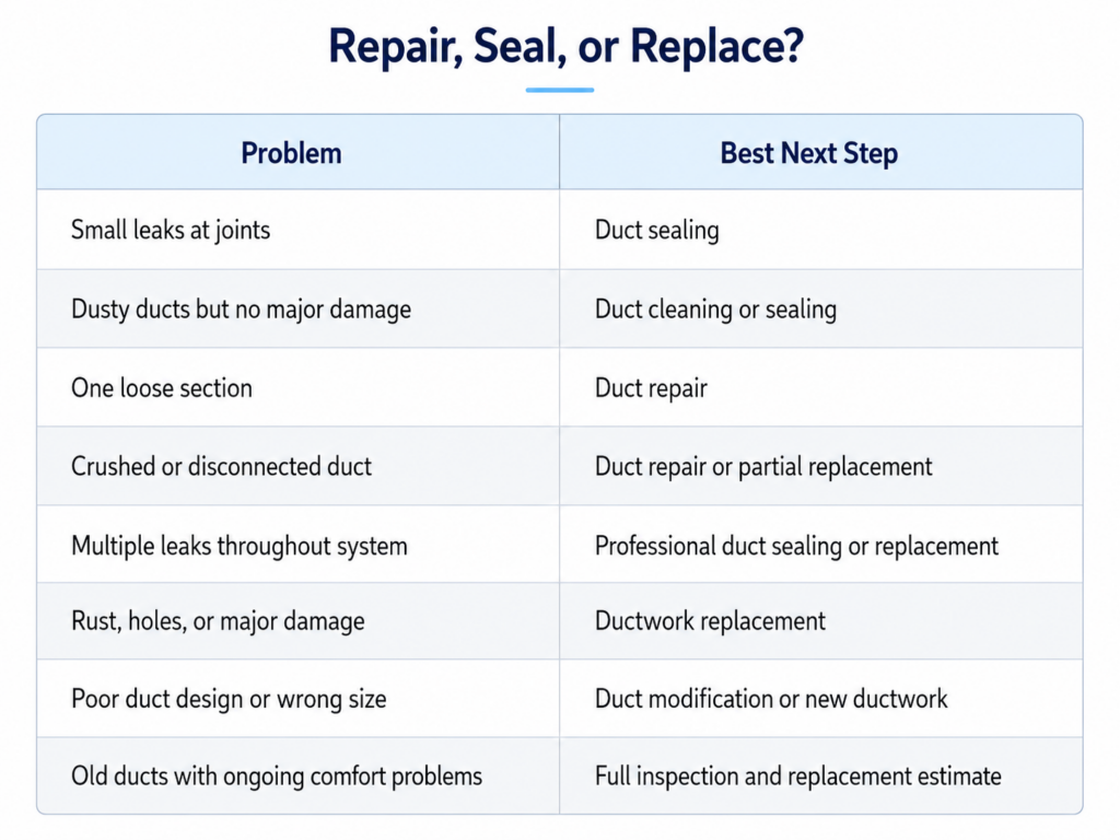 Repair, Seal, or Replace? Quick Decision Table